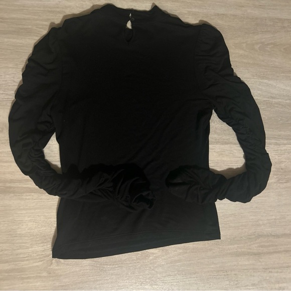 Walter Baker ruched long sleeve top women’s L Black Quiet luxury minimalist - Picture 7 of 12